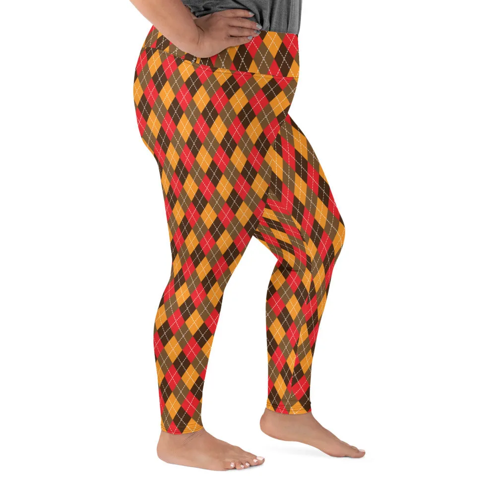 Thanksgiving Argyle Plus Size Leggings