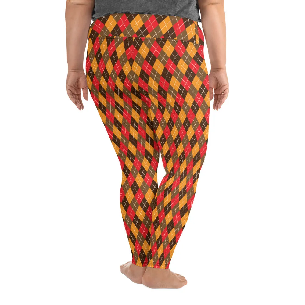 Thanksgiving Argyle Plus Size Leggings