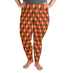 Thanksgiving Argyle Plus Size Leggings
