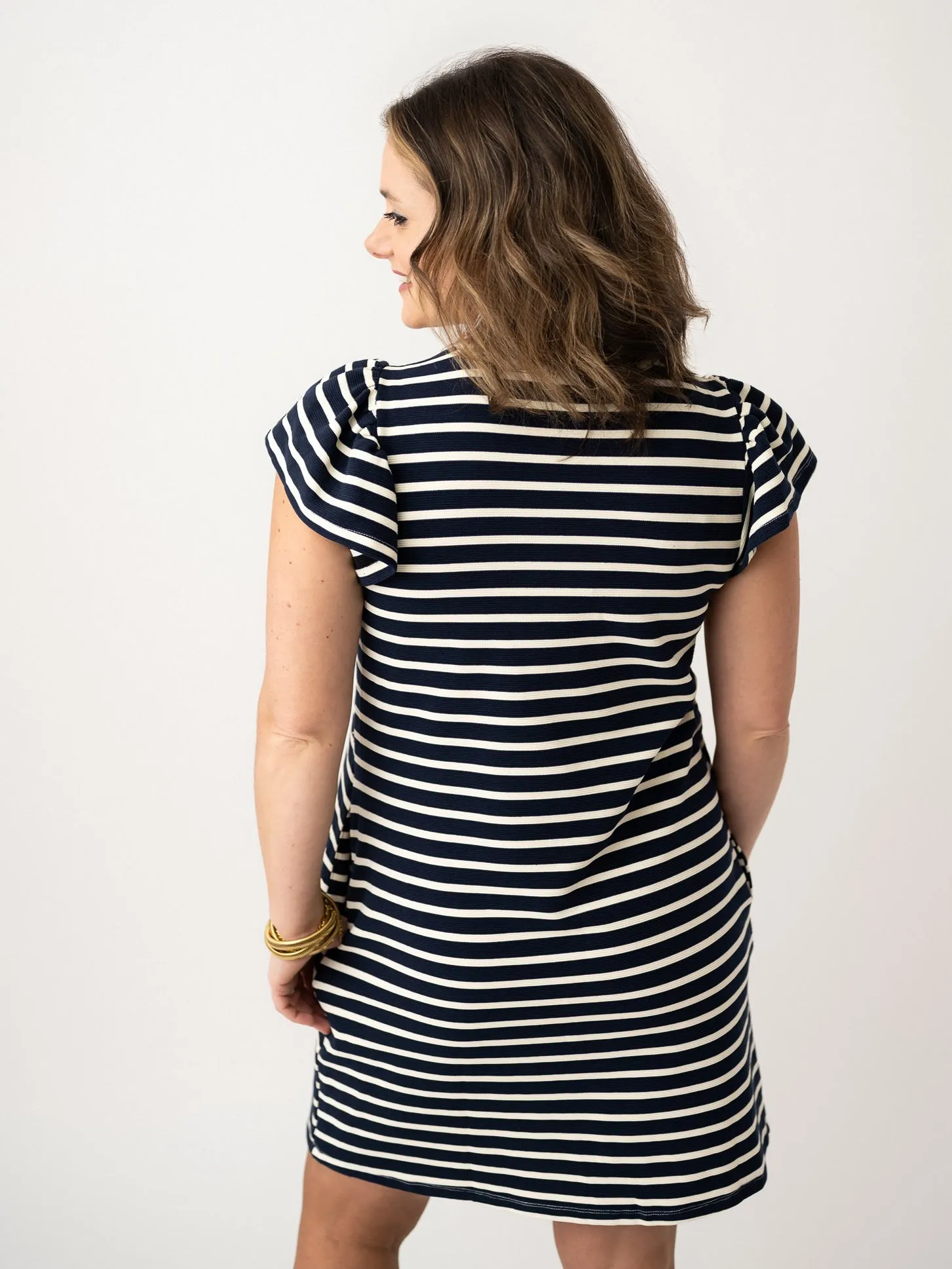 Throw it Overboard Flutter Sleeve Dress