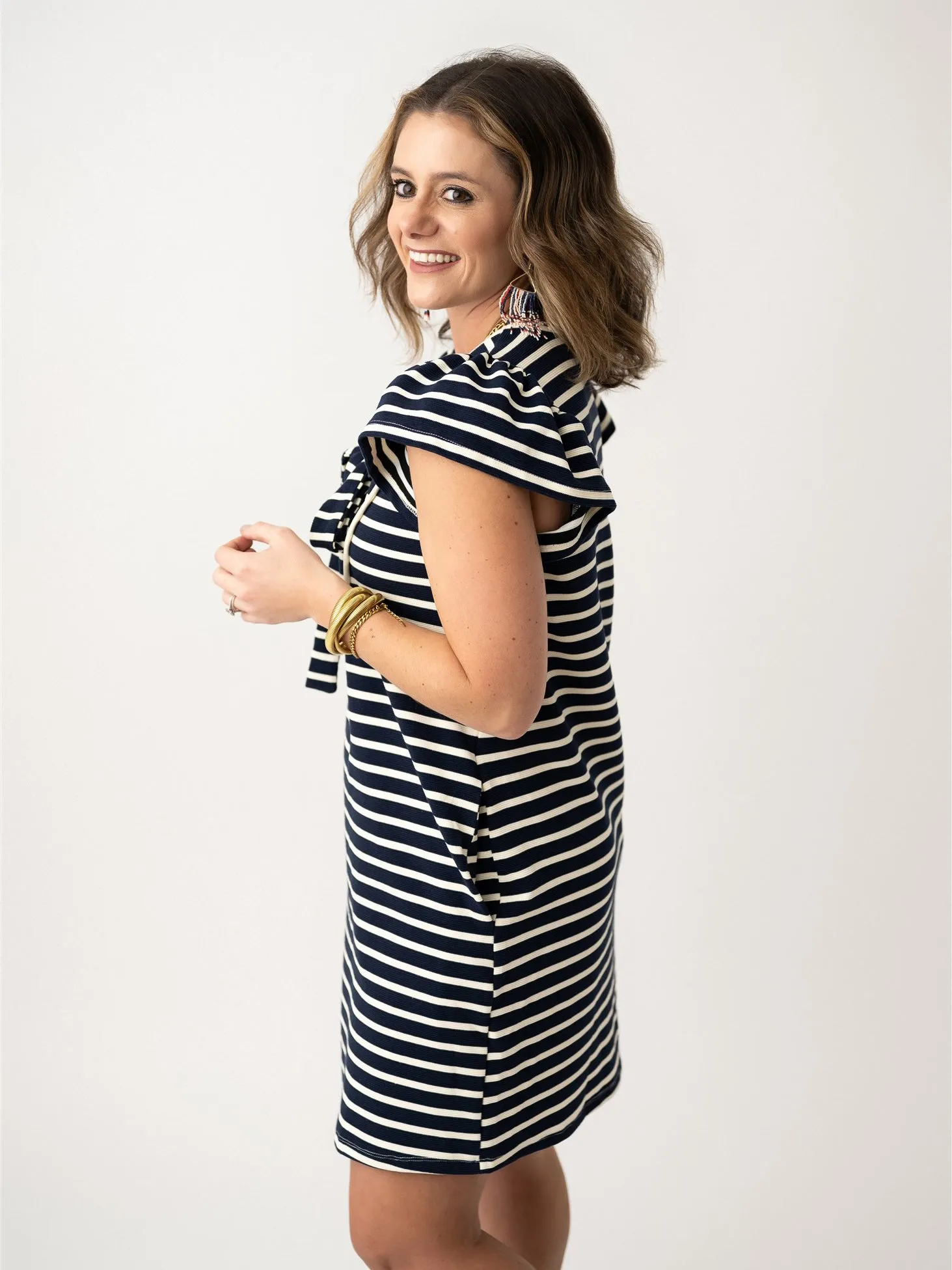 Throw it Overboard Flutter Sleeve Dress