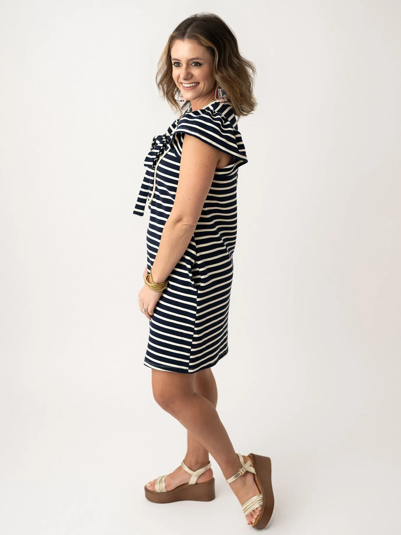 Throw it Overboard Flutter Sleeve Dress