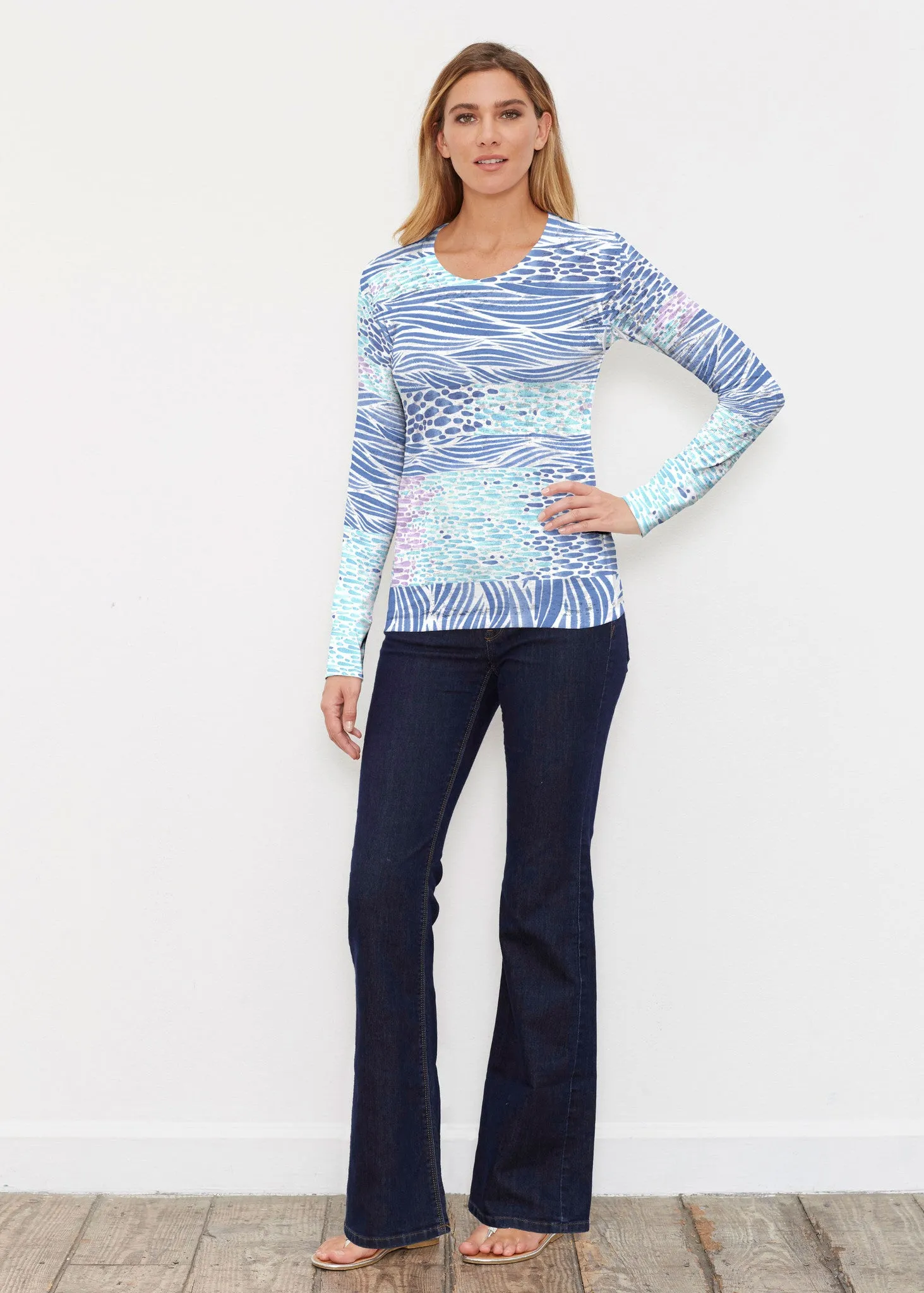 Tidal Stripe (11080) ~ Thermal Long Sleeve Crew Shirt