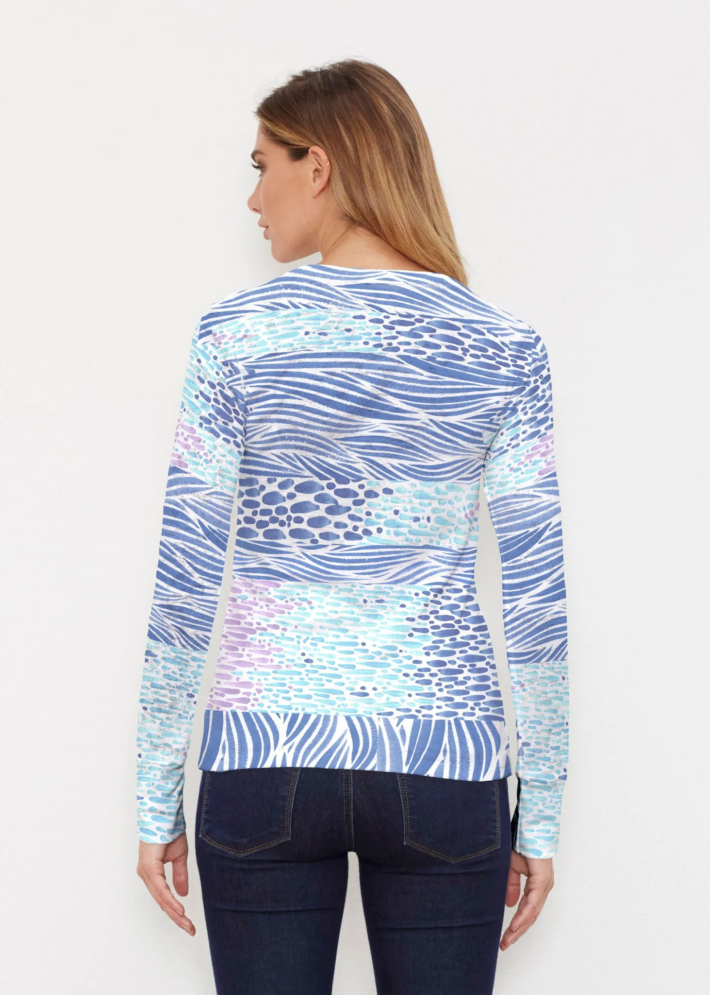 Tidal Stripe (11080) ~ Thermal Long Sleeve Crew Shirt