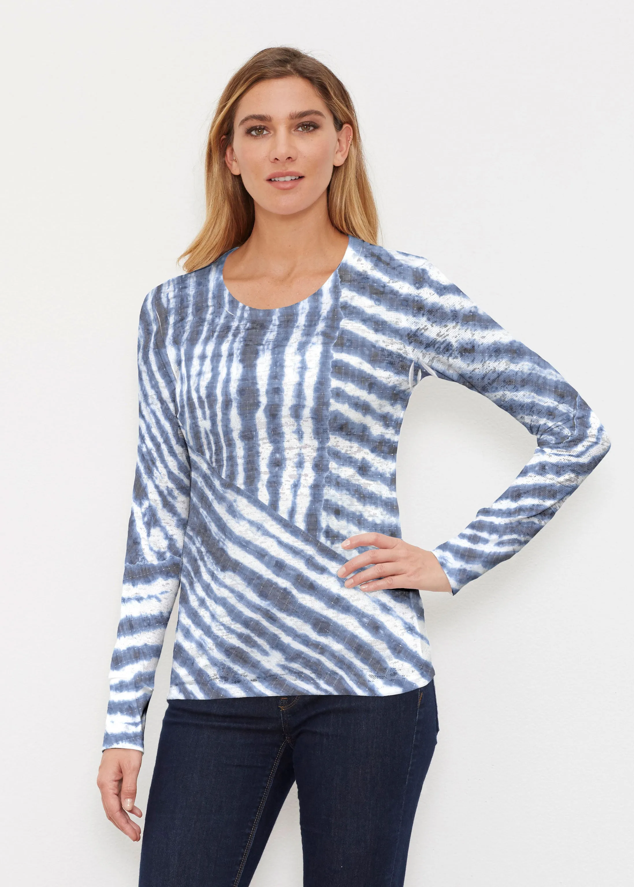 Tie-Dye Ripple (14183) ~ Thermal Long Sleeve Crew Shirt