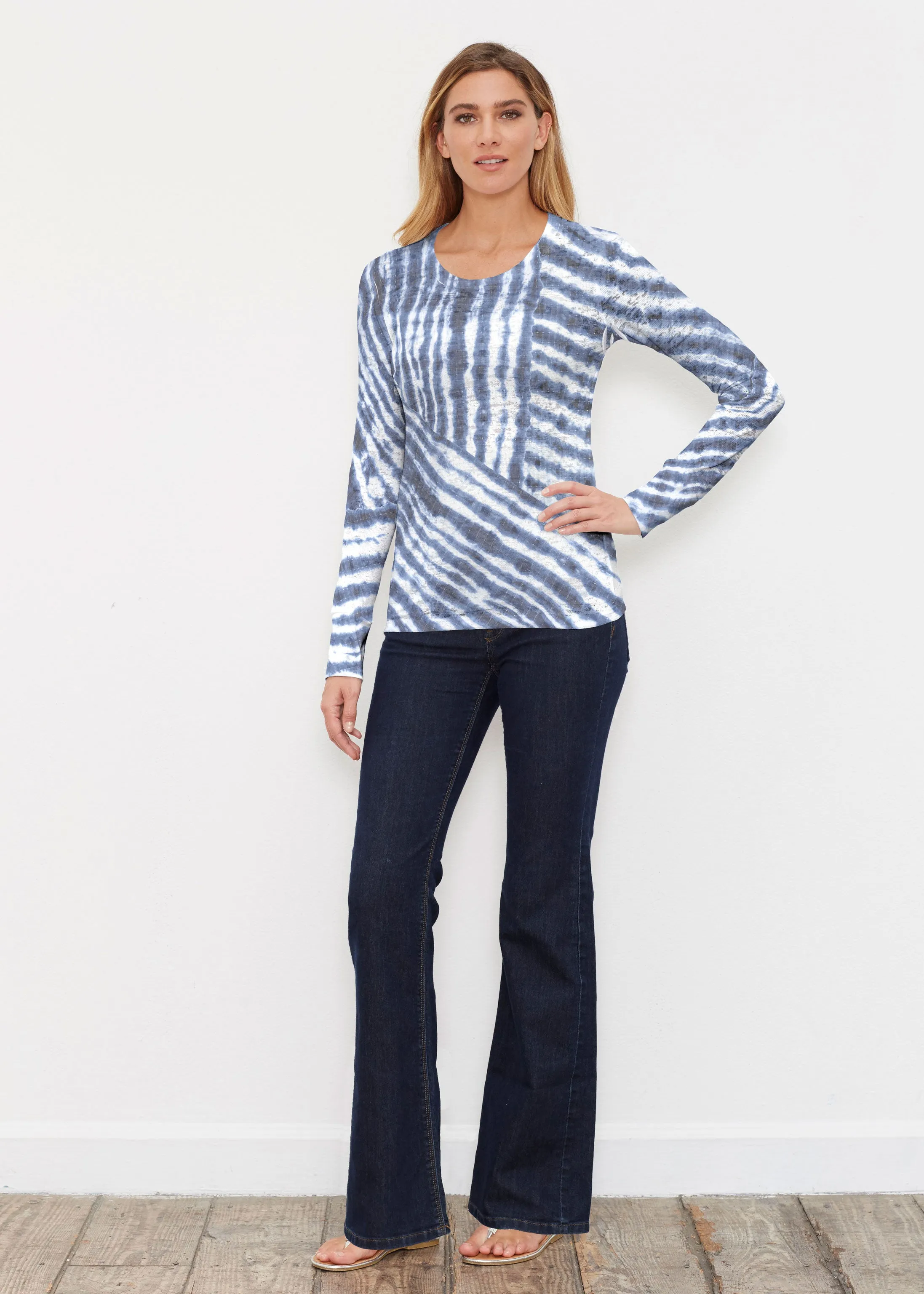 Tie-Dye Ripple (14183) ~ Thermal Long Sleeve Crew Shirt