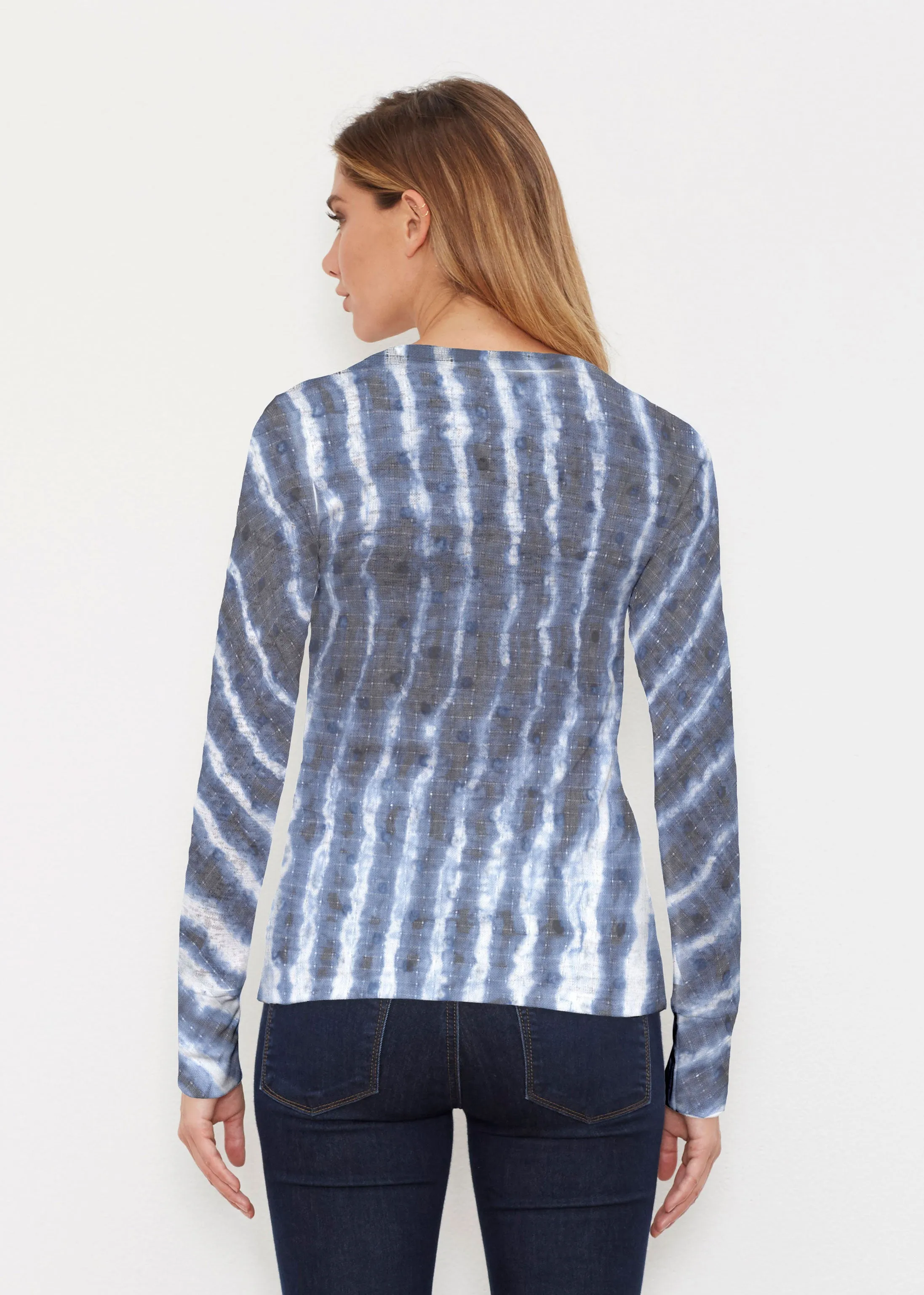Tie-Dye Ripple (14183) ~ Thermal Long Sleeve Crew Shirt