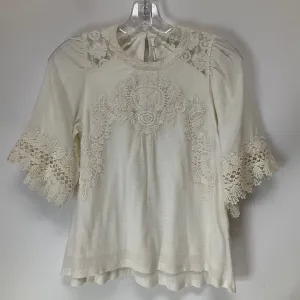 Top Short Sleeve By Anthropologie In White, Size: Xs