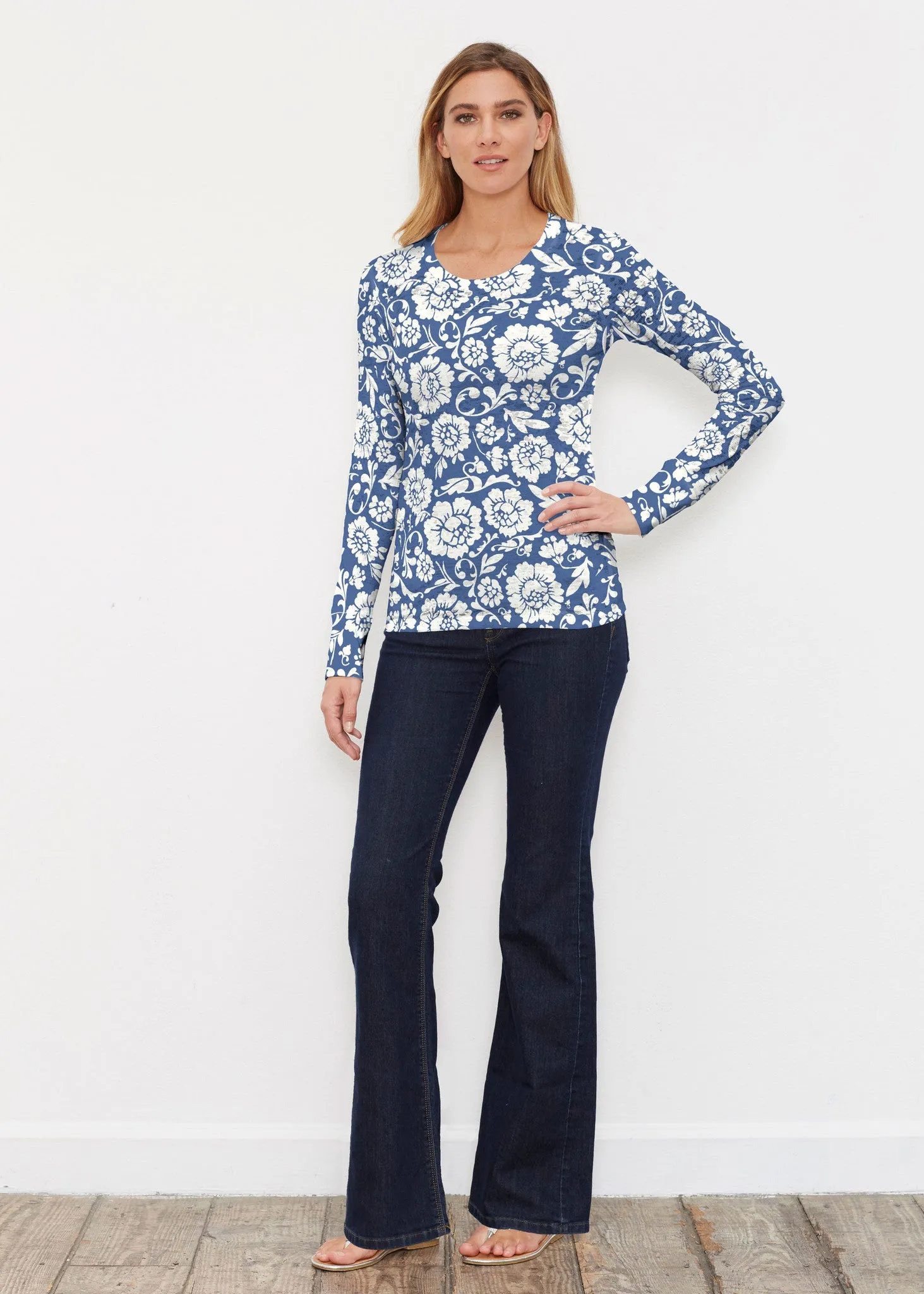 Traditional Navy (14135) ~ Thermal Long Sleeve Crew Shirt