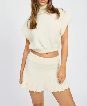 Turtle Neck Cap Sleeve Top