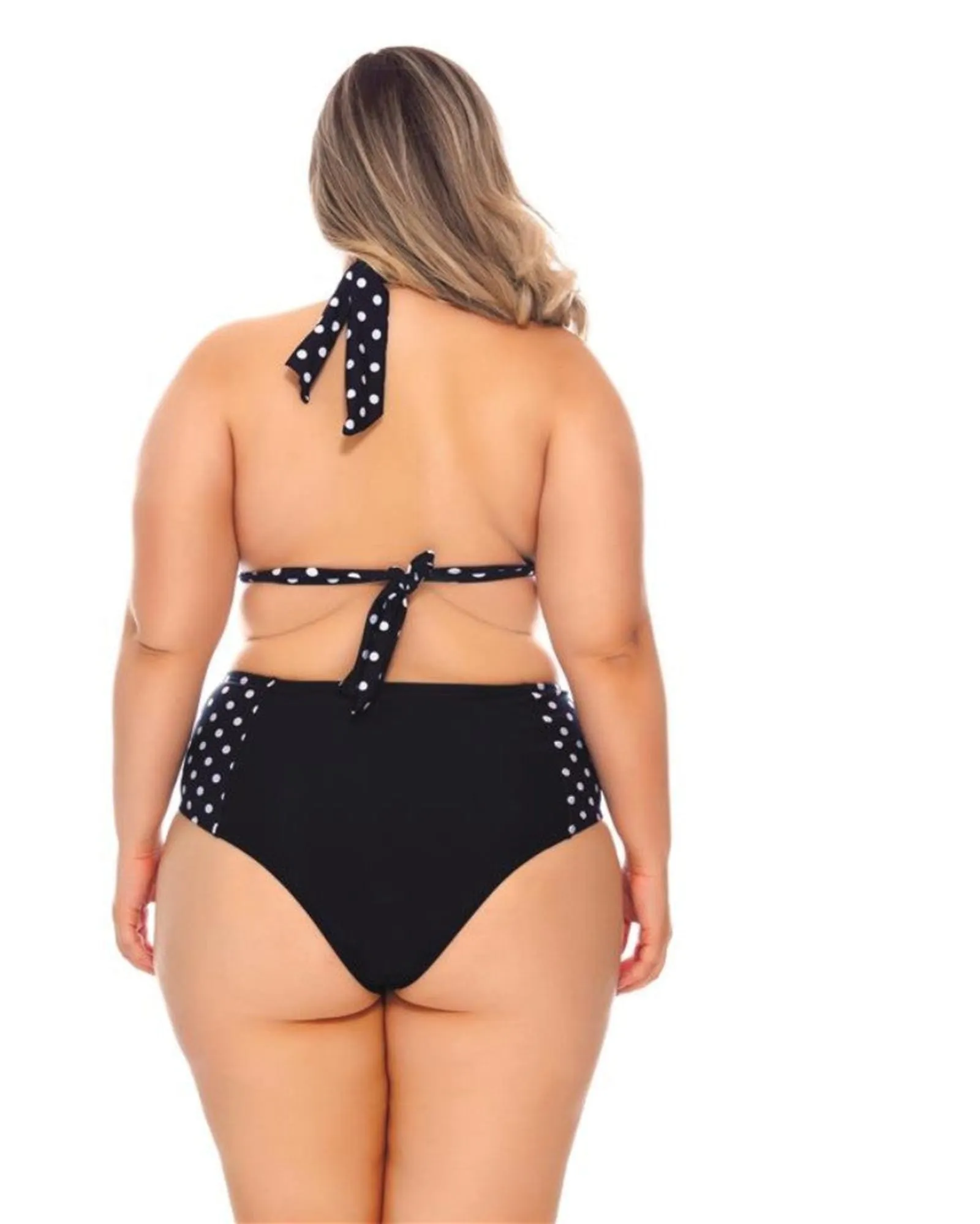 Two Colored High Waisted  Bikini Bottom | Black & Dolt