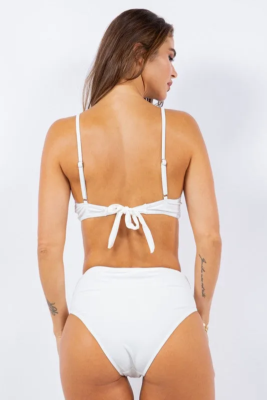 TWO PIECE ROUCHED TOP AND BOTTOM HIGH WAISTED BIKINI