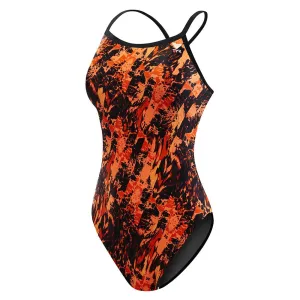 TYR Glisade Diamondfit Swimsuit: Black/Orange