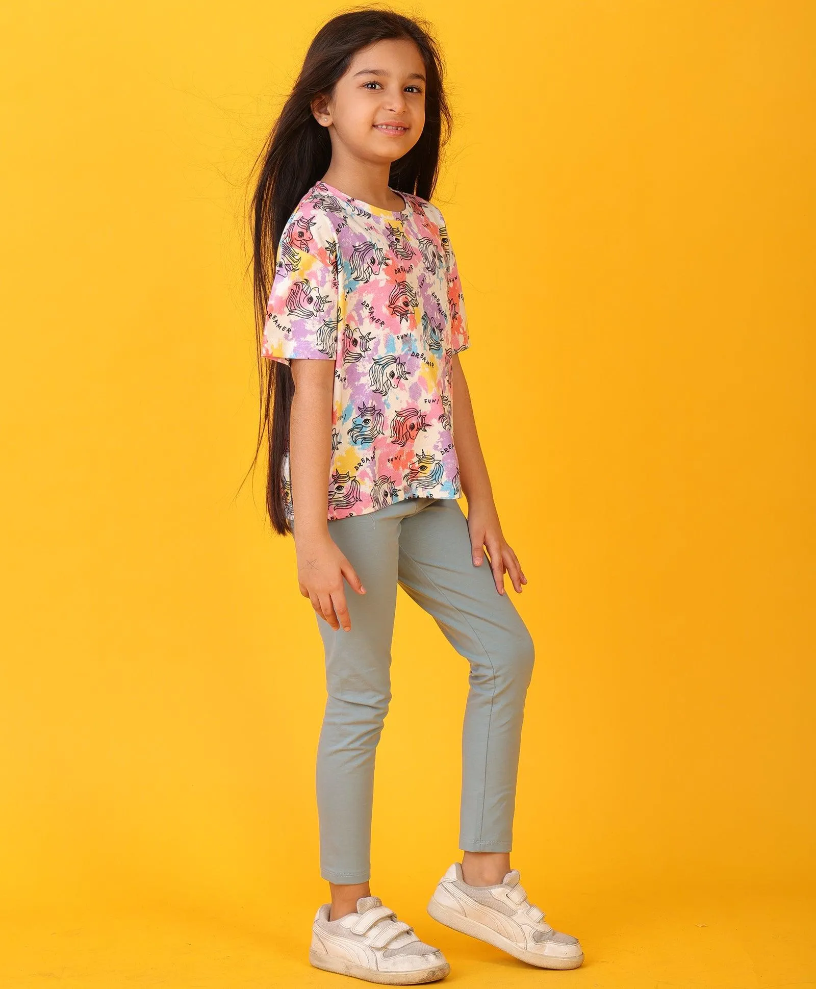 UNICORN TIE DYE BLUE ASH LEGGING SET - WHITE/BLUE