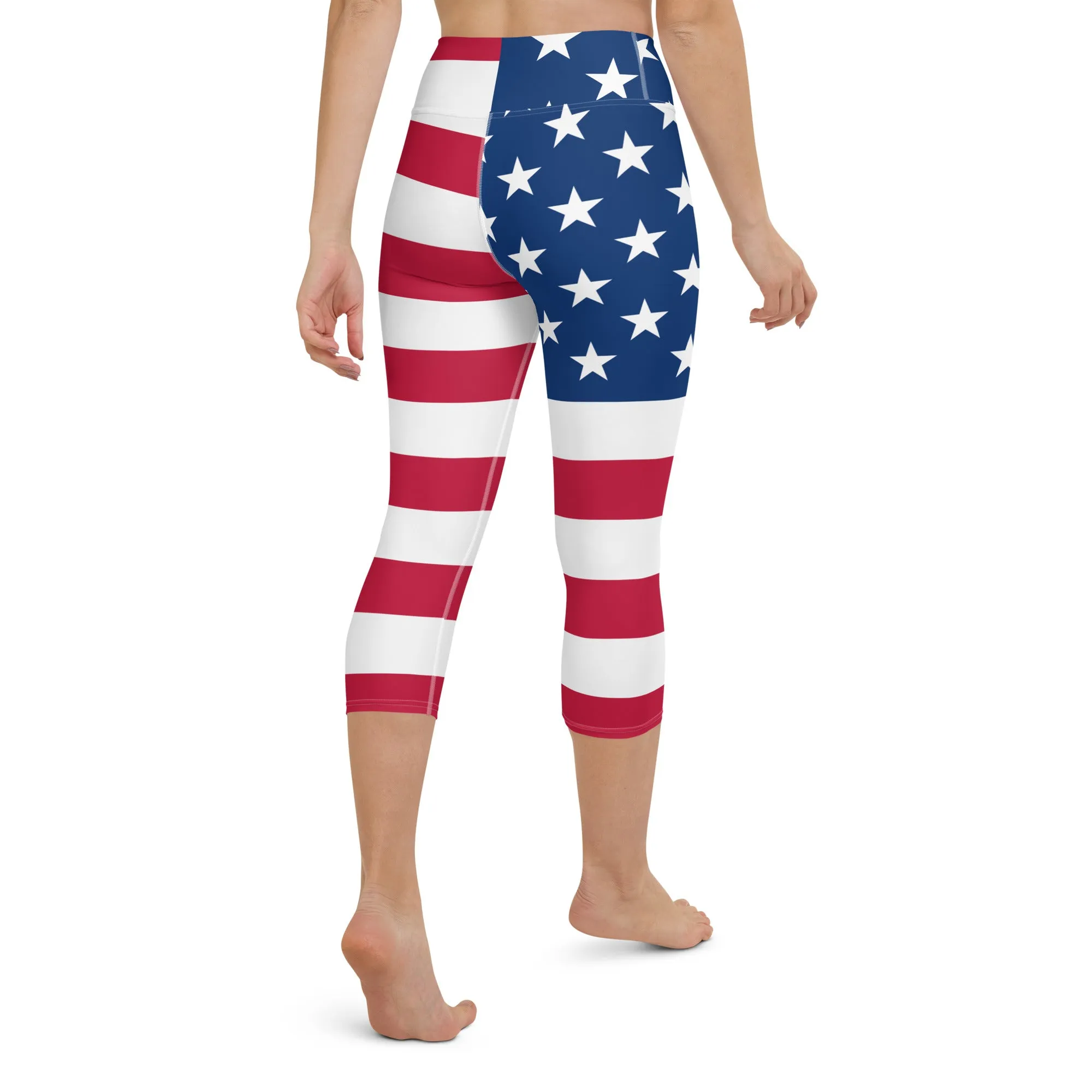 USA Flag High-waist Yoga Capri Leggings