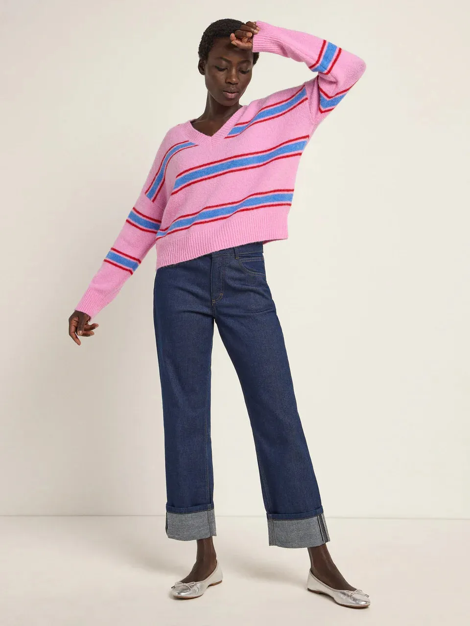 v-neck sweater pink