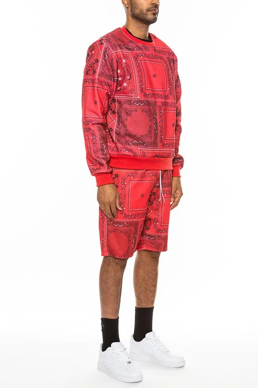 Weiv Mens Paisley Bandana Print Shorts