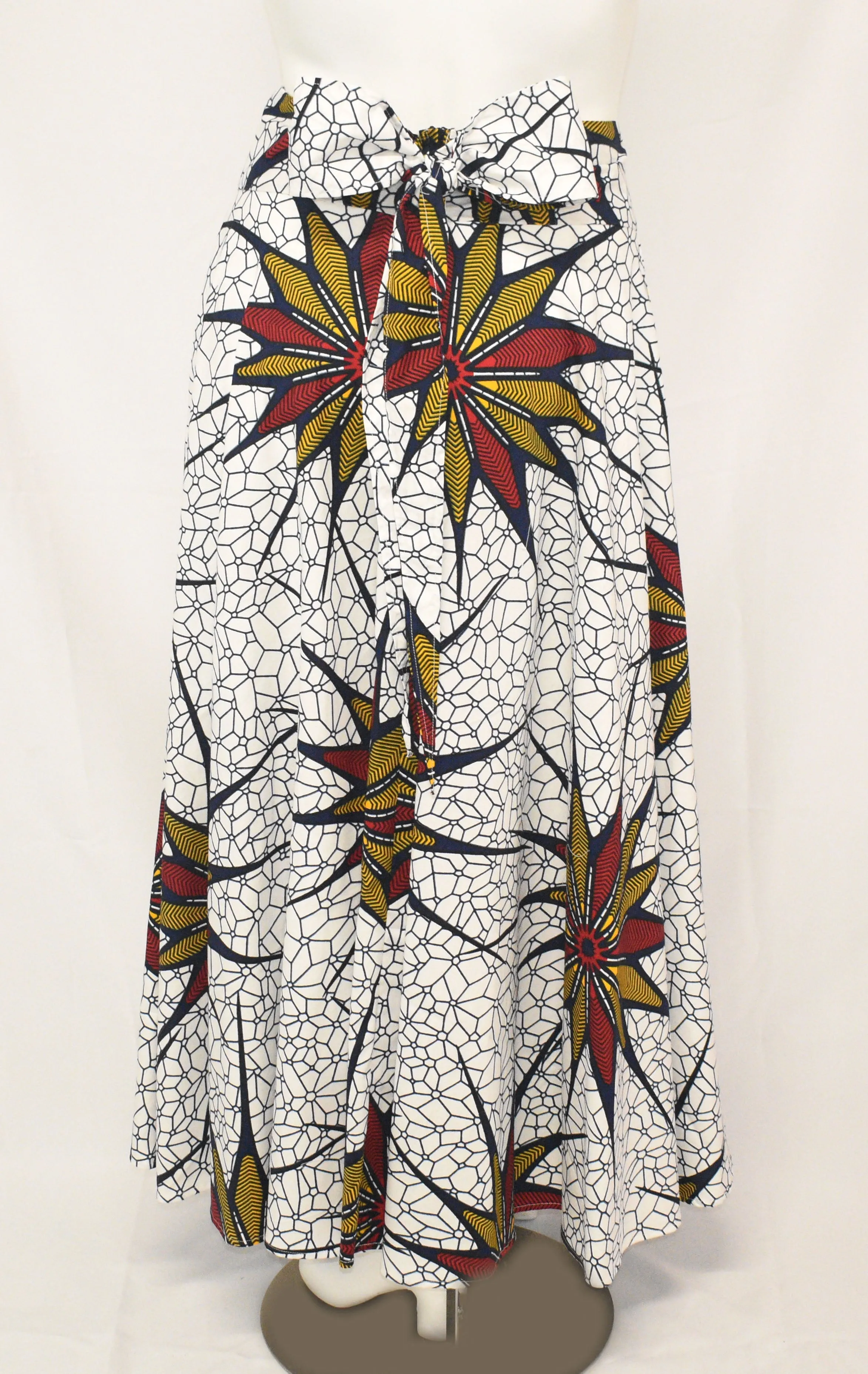 White Bloom Long Maxi Skirt Original Dutch Hollandais Printed UV Fabric