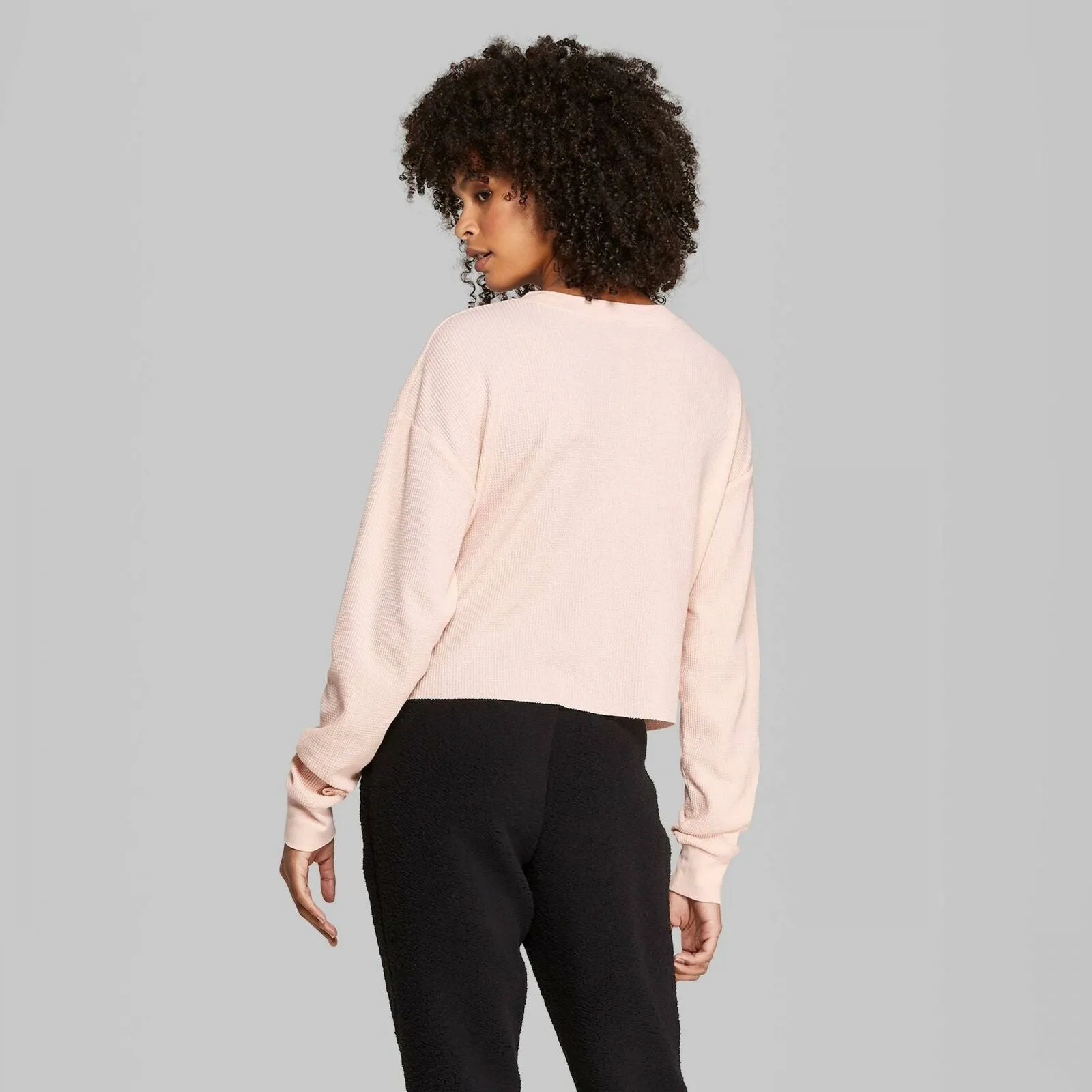 Wild Fable Women's Long Sleeve Crewneck Boxy Thermal T-Shirt