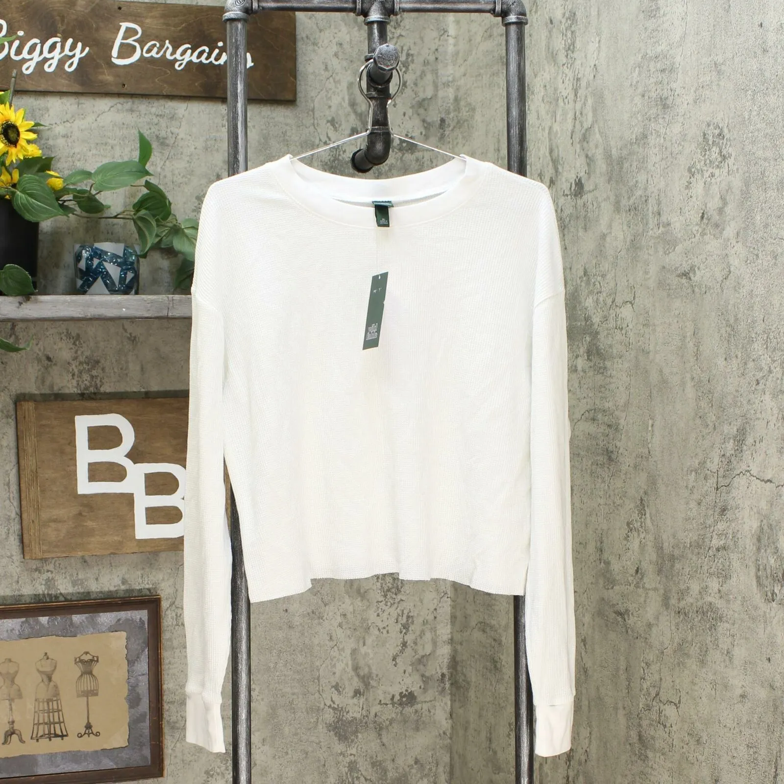Wild Fable Women's Long Sleeve Crewneck Boxy Thermal T-Shirt