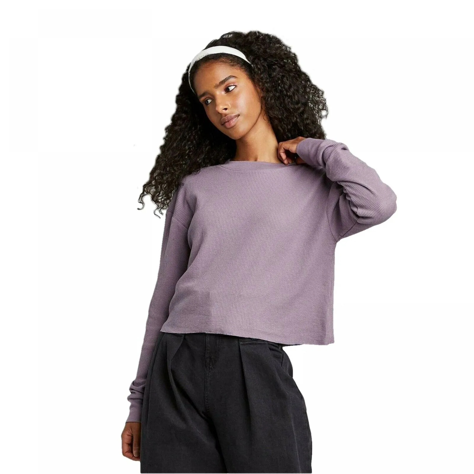 Wild Fable Women's Long Sleeve Crewneck Boxy Thermal T-Shirt