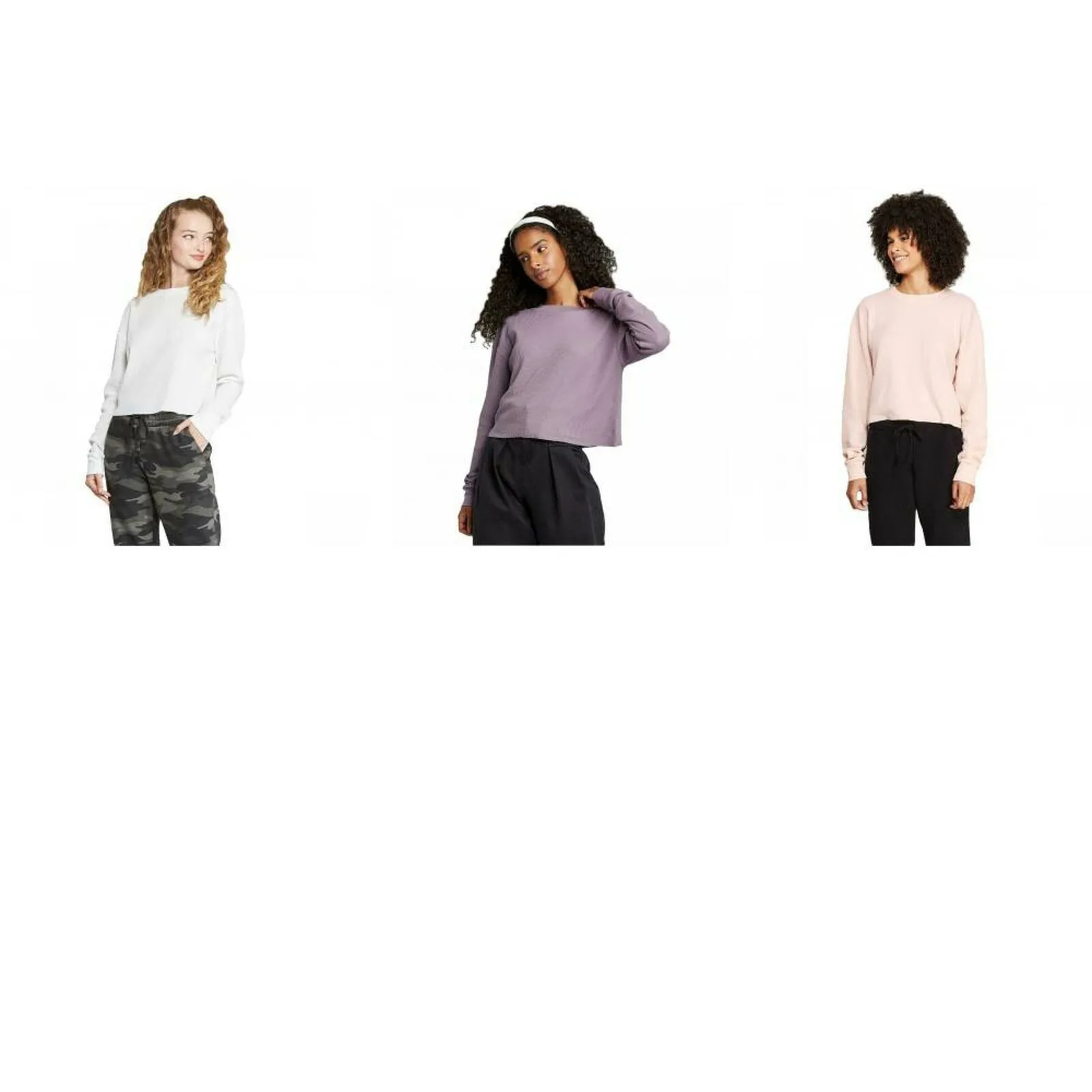 Wild Fable Women's Long Sleeve Crewneck Boxy Thermal T-Shirt