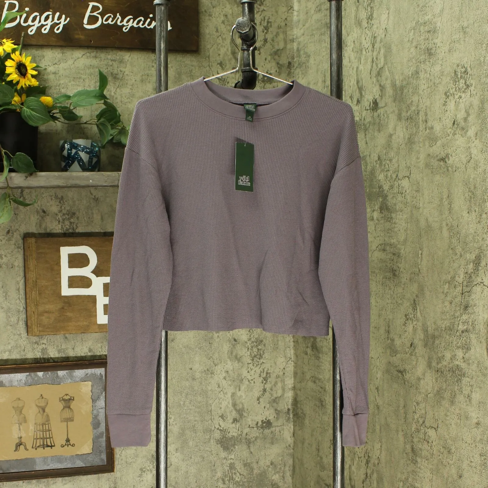 Wild Fable Women's Long Sleeve Crewneck Boxy Thermal T-Shirt