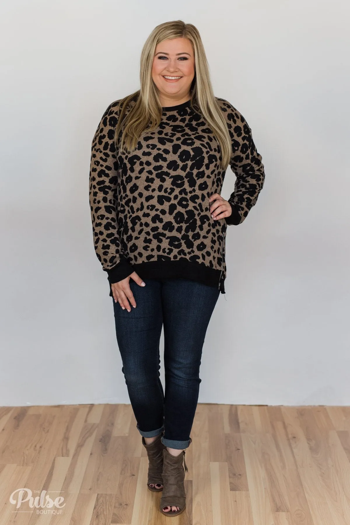 Wild In Your Smile Leopard Top- Black & Taupe