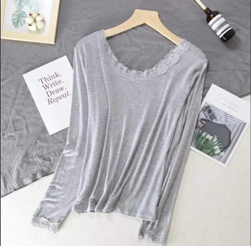 Women Autumn Winter New Lace V-neck