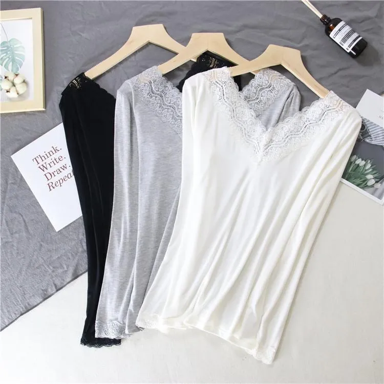 Women Autumn Winter New Lace V-neck