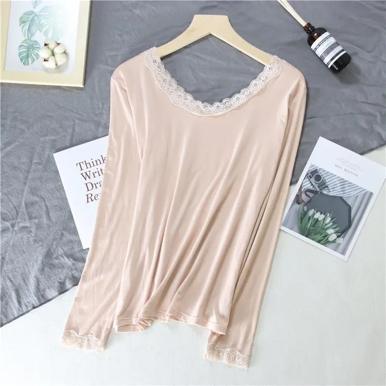Women Autumn Winter New Lace V-neck