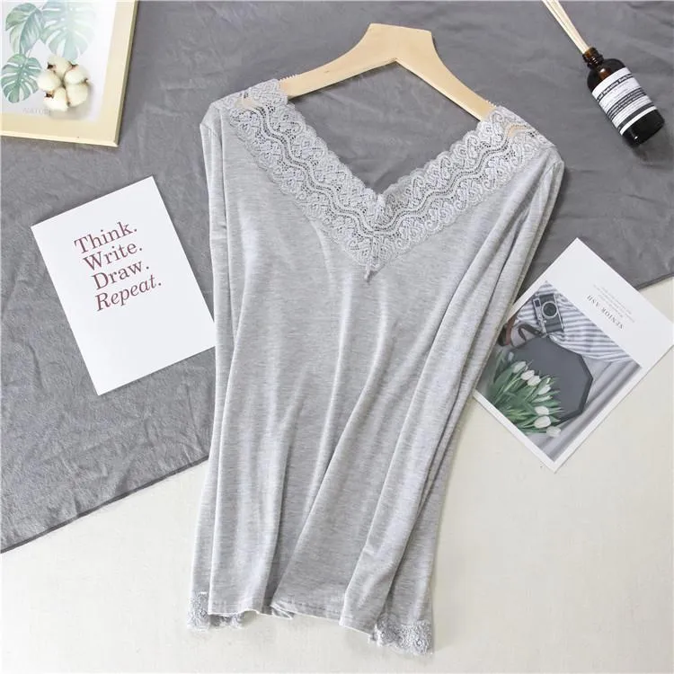 Women Autumn Winter New Lace V-neck