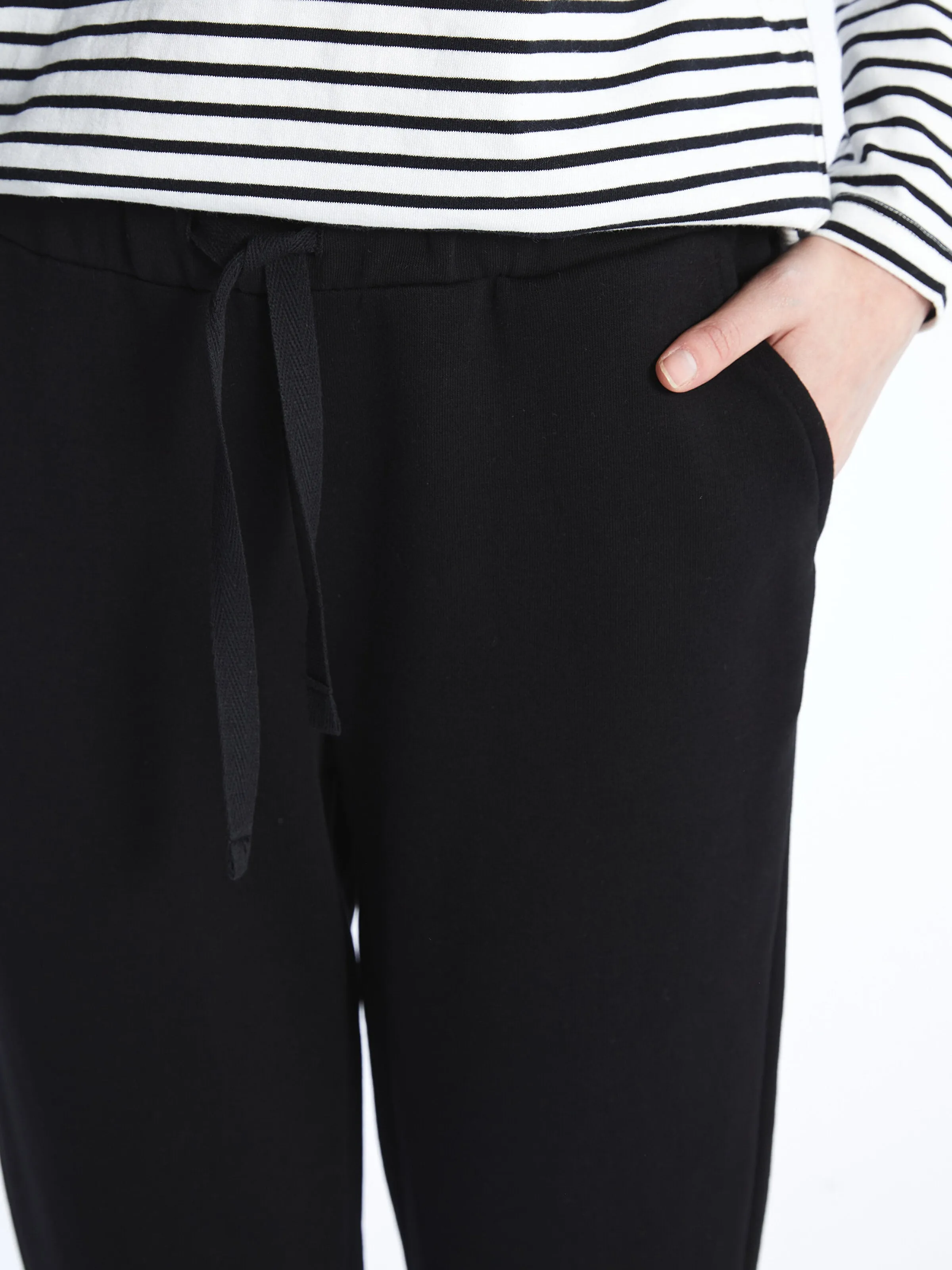 Women Elastic Waist Plain Sweatpants