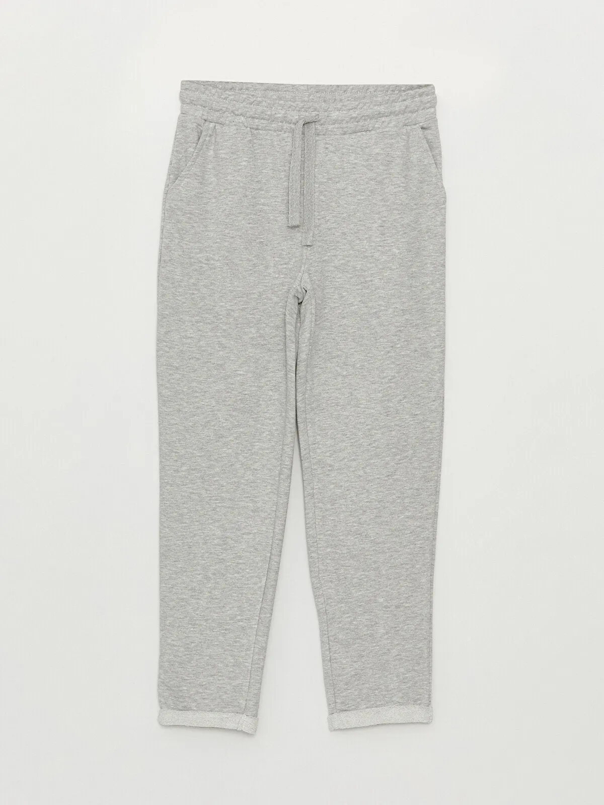 Women Elastic Waist Plain Sweatpants