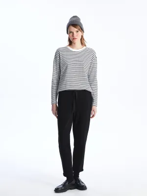 Women Elastic Waist Plain Sweatpants