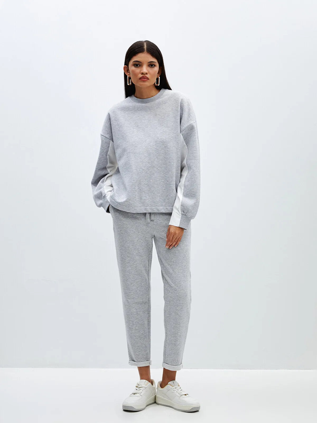 Women Elastic Waist Plain Sweatpants