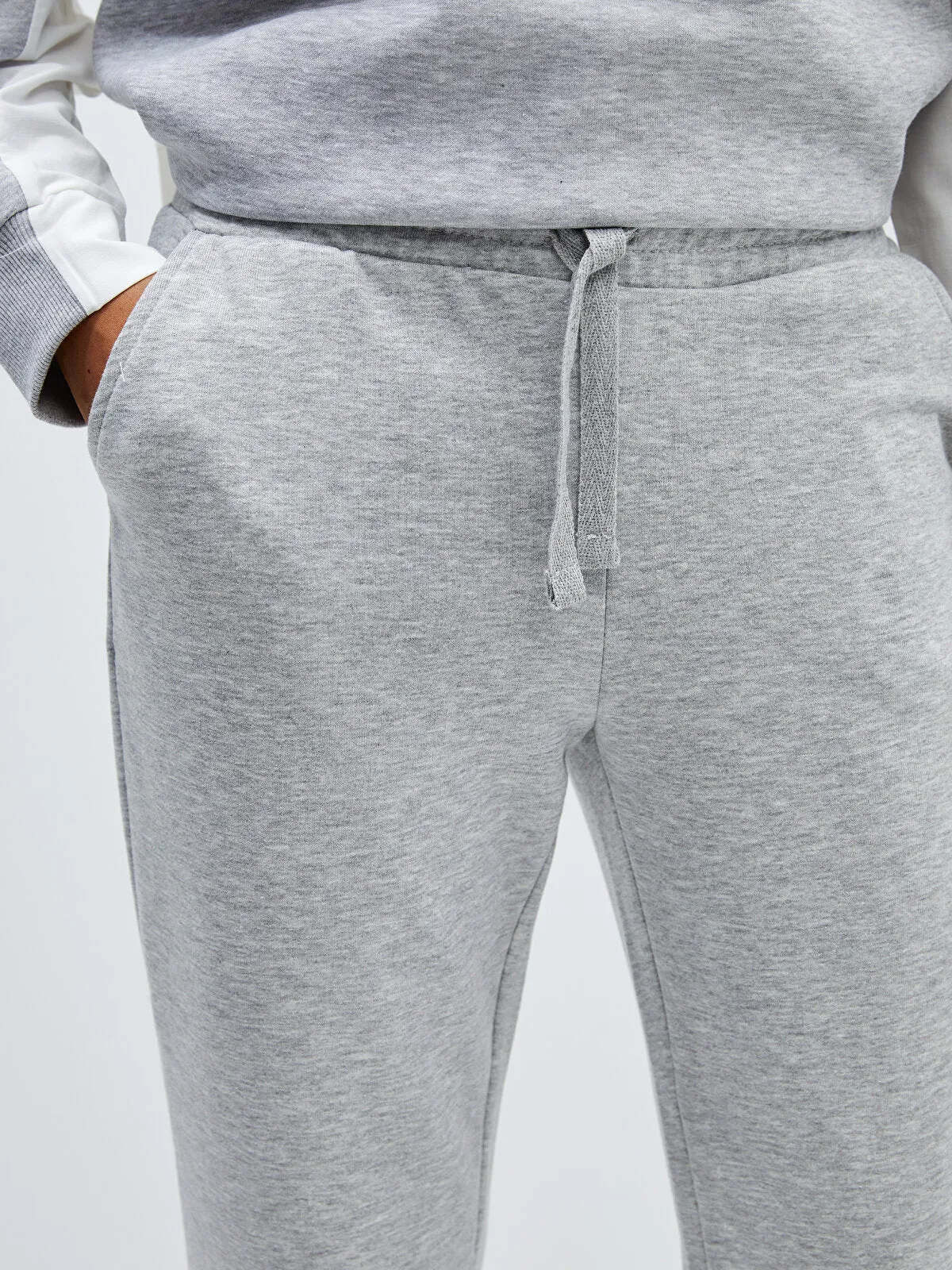 Women Elastic Waist Plain Sweatpants