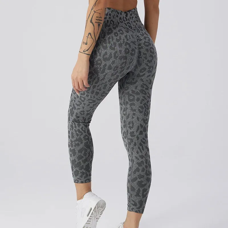 Women Leopard Print High Waist Seamless Yoga Leggings