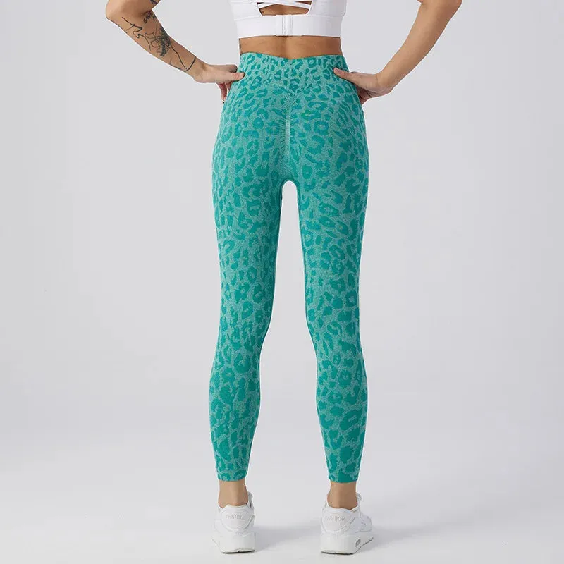 Women Leopard Print High Waist Seamless Yoga Leggings