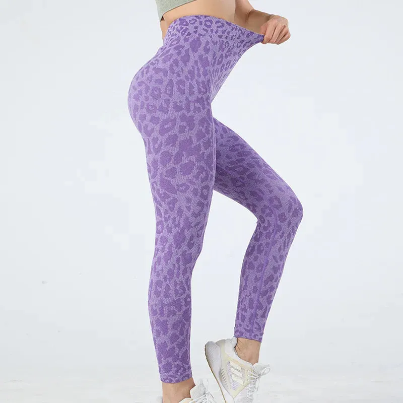 Women Leopard Print High Waist Seamless Yoga Leggings