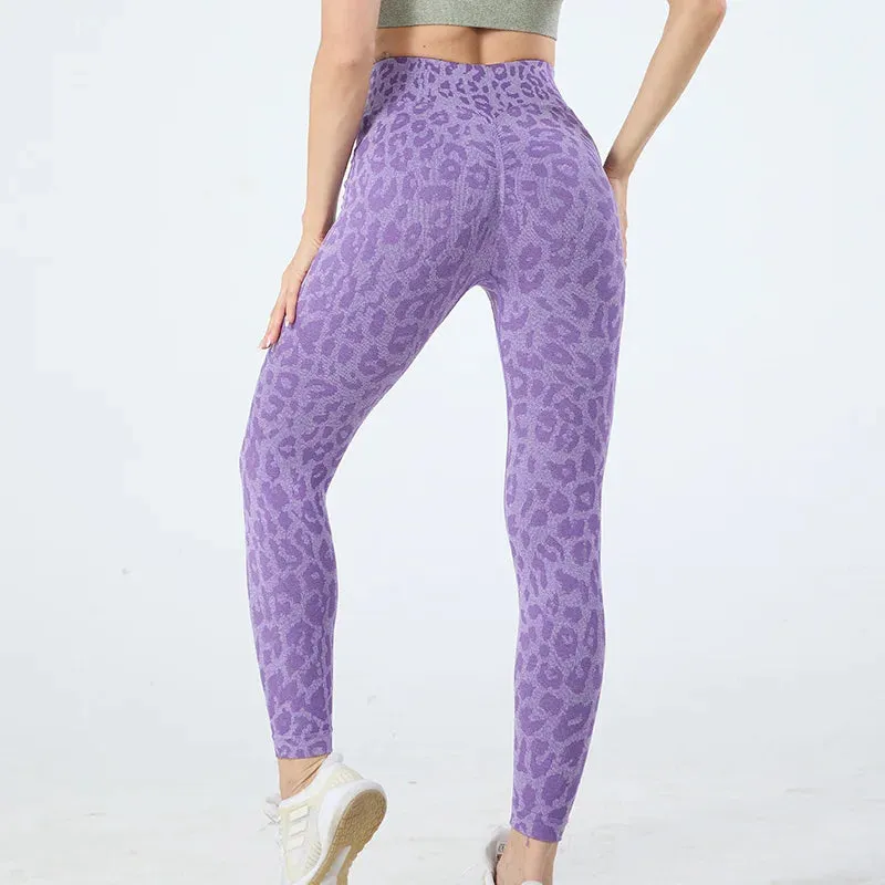 Women Leopard Print High Waist Seamless Yoga Leggings