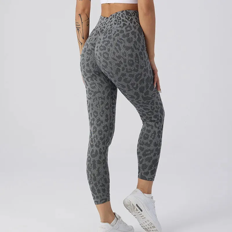 Women Leopard Print High Waist Seamless Yoga Leggings