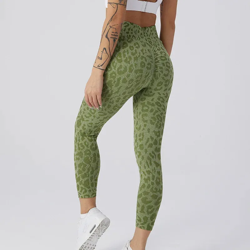 Women Leopard Print High Waist Seamless Yoga Leggings