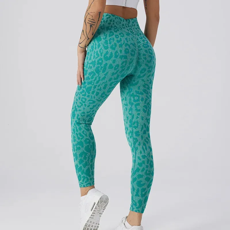 Women Leopard Print High Waist Seamless Yoga Leggings