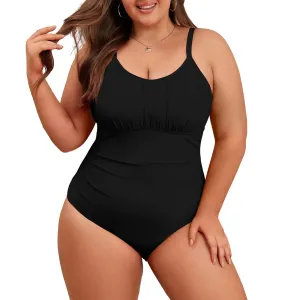 Women Plus Size Bathing Suit Tummy Control Womens Swimsuits One Piece Plus Size Swimsuits Vintage Swimwear Black XL
