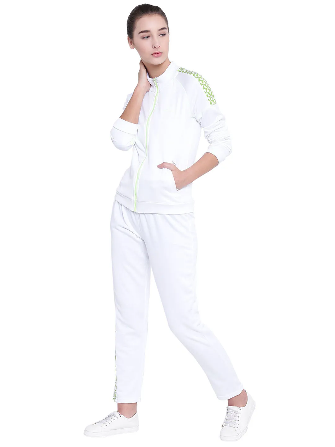 Women Solid White Tracksuits