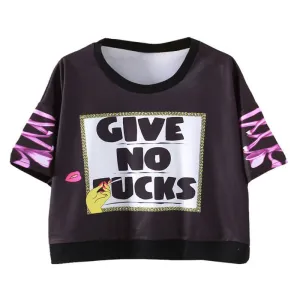Women Tops Slim Hipster Round Neck Short T-Shirt Half Sleeve Multi Print Polyester Casual T-Shirt NW