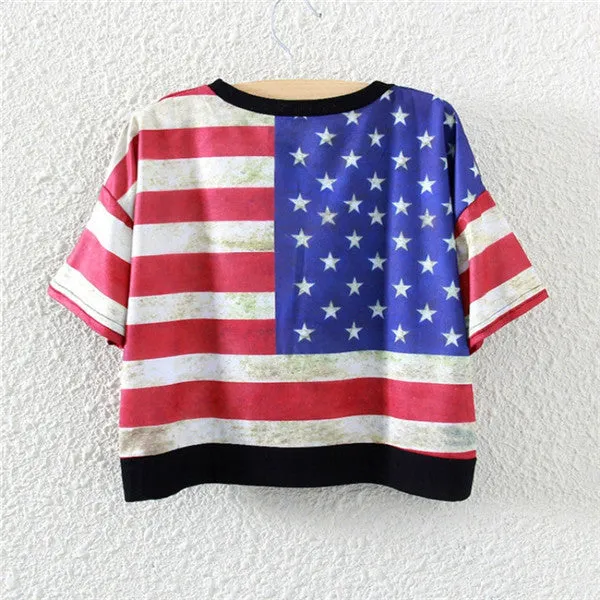 Women Tops Slim Hipster Round Neck Short T-Shirt Half Sleeve Multi Print Polyester Casual T-Shirt NW