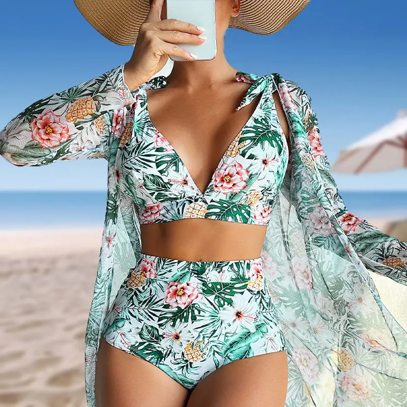 Women's 3 Piece Swimsuits with Kimono Cover Up