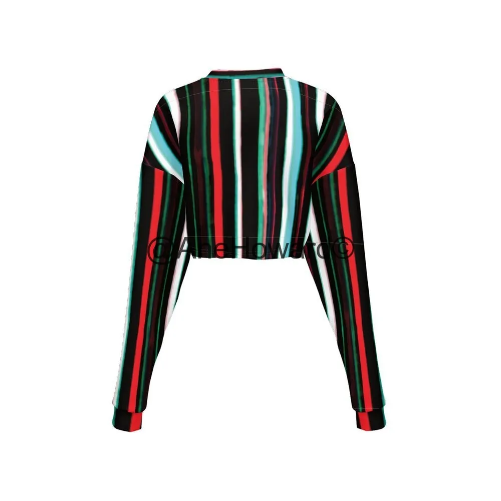 Women’s Cropped Crewneck Sweatshirt Rayures du Printemps